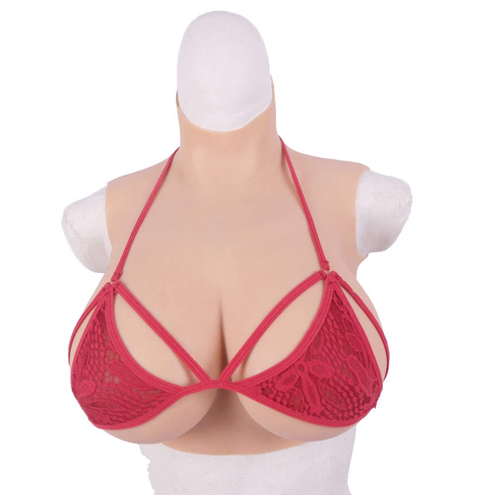 Premium H Cup Silicone Breast Forms for Crossdressers & Drag Queens - Oil-Free Silk Cotton Filler Breastplate (Ivory) | Realistic Prosthetics for Cosplay, Gender Affirmation & Performance Enhancement