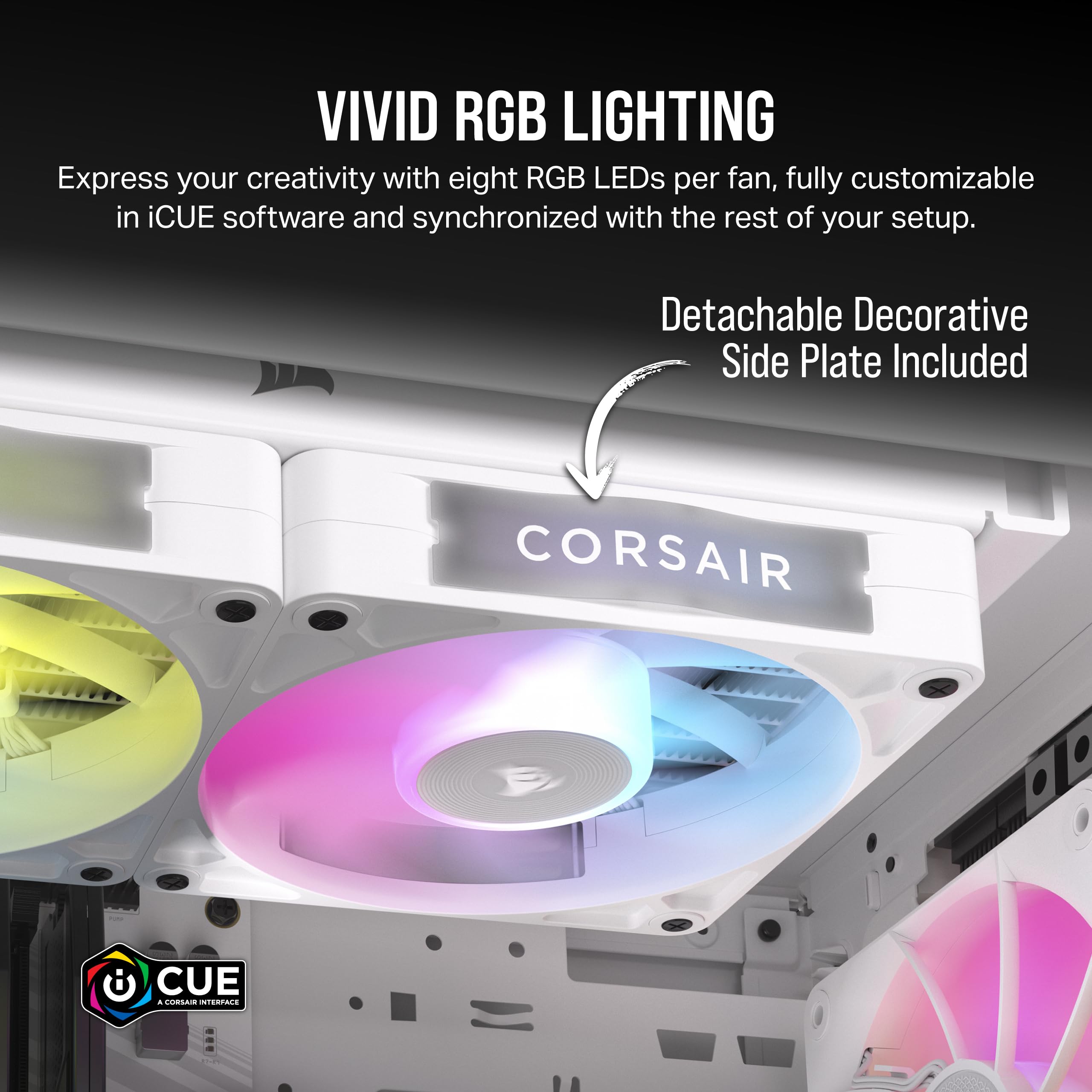 CORSAIR iCUE Link RX120 RGB 120mm PWM PC Cooling Fans Triple Pack - White Magnetic Dome Bearing with iCUE Link System Hub | Perfect for Gaming PC, Workstation & Case Cooling | High Performance Quiet RGB Fans