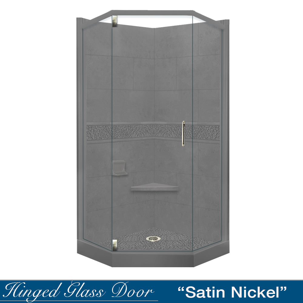 Neo Angle Wet Cement Sistine Stone & Pebble Stone DIY Shower Remodel Kit - Waterproof Bathroom Flooring for Wet Room, Spa, and Modern Shower Designs