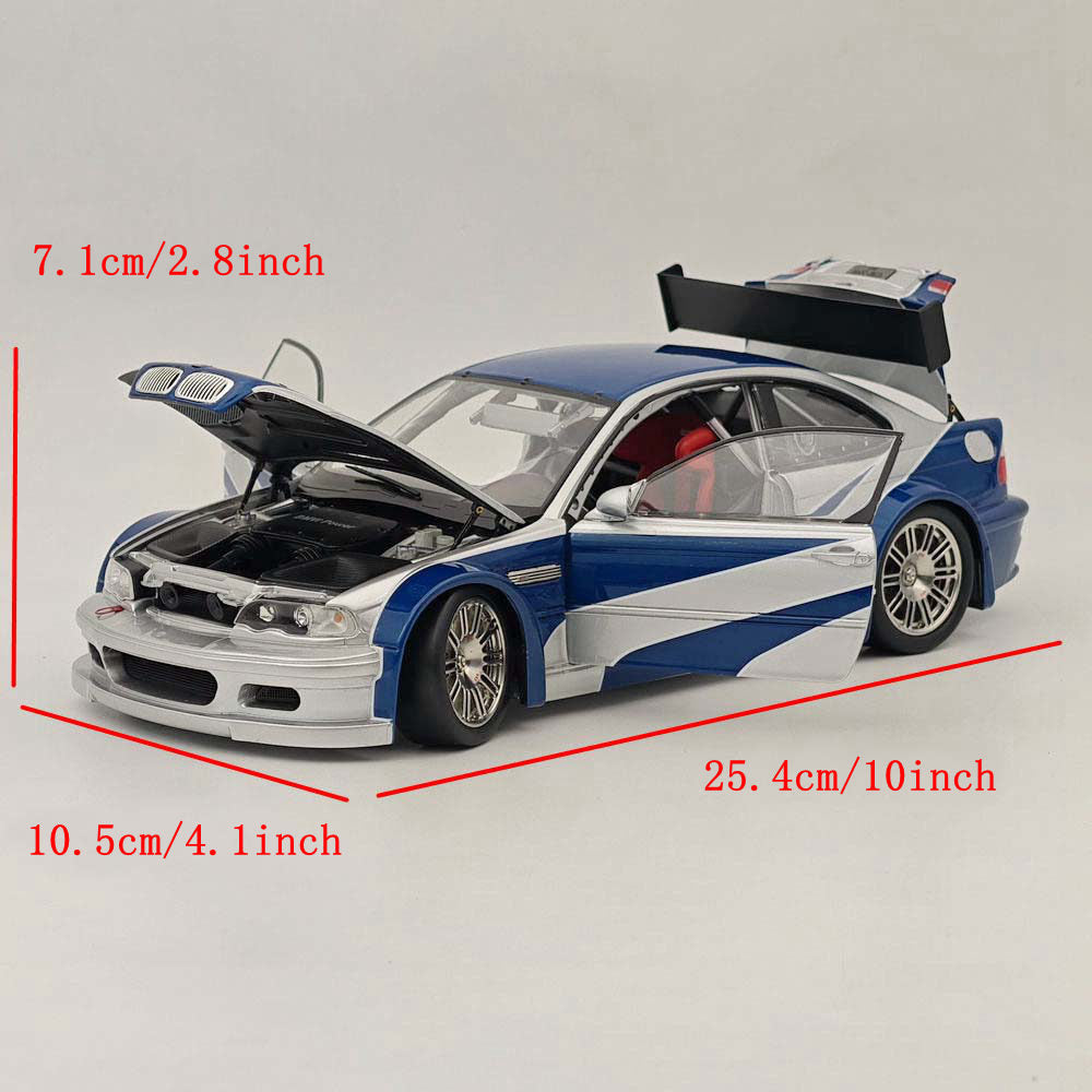 1/18 Scale BMW M3 GTR E46 2001 Diecast Model Car - Need for Speed Edition - Collectible Metal Alloy Racing Vehicle for Display & Gift - Perfect for Car Enthusiasts, Model Collectors, and Home/Office Decoration
