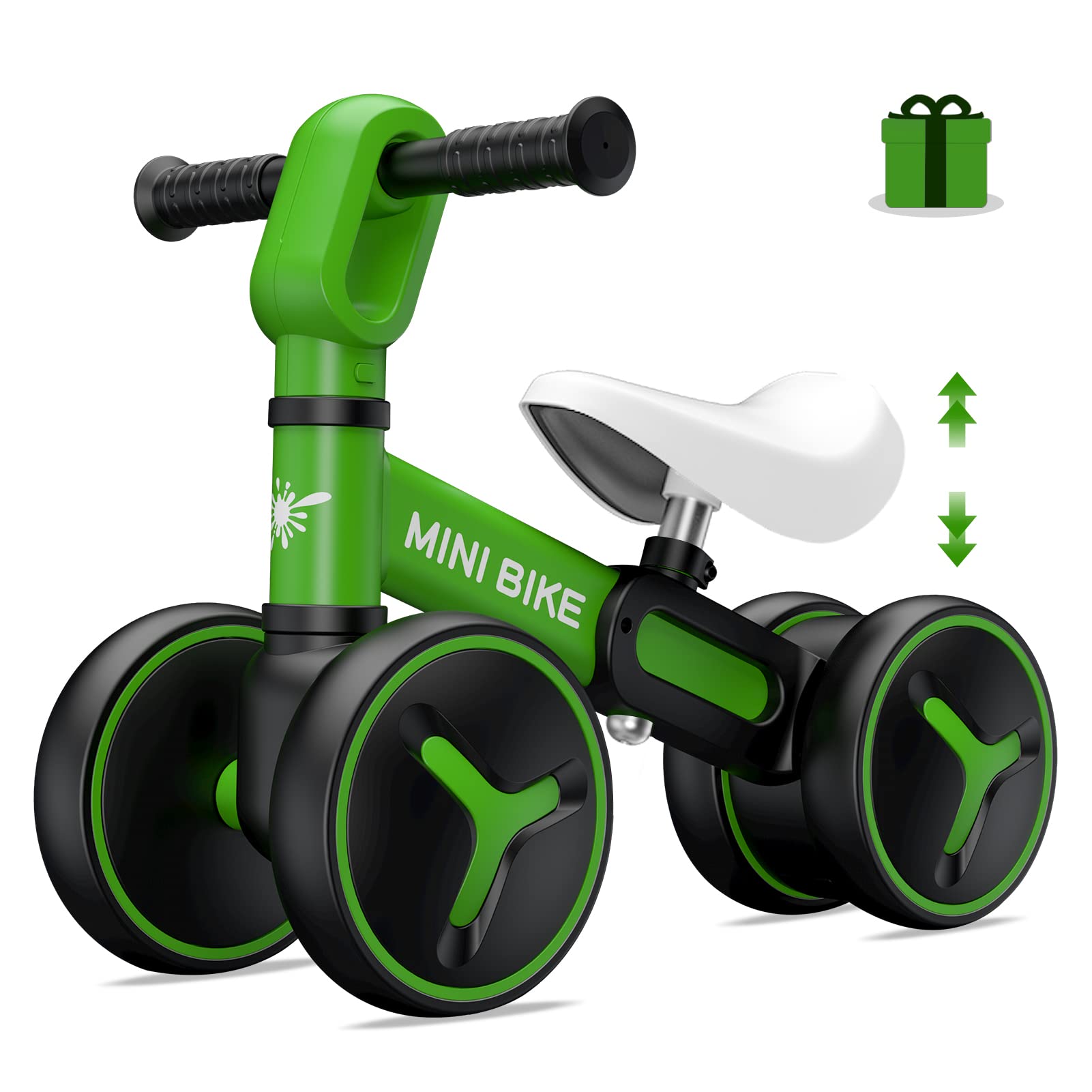**Baby Balance Bike for 1-3 Year Old Boys & Girls | Adjustable Seat No-Pedal Toddler Bike with 4 Wheels | First Birthday & Christmas Gift | Indoor & Outdoor Learning Ride Toy**