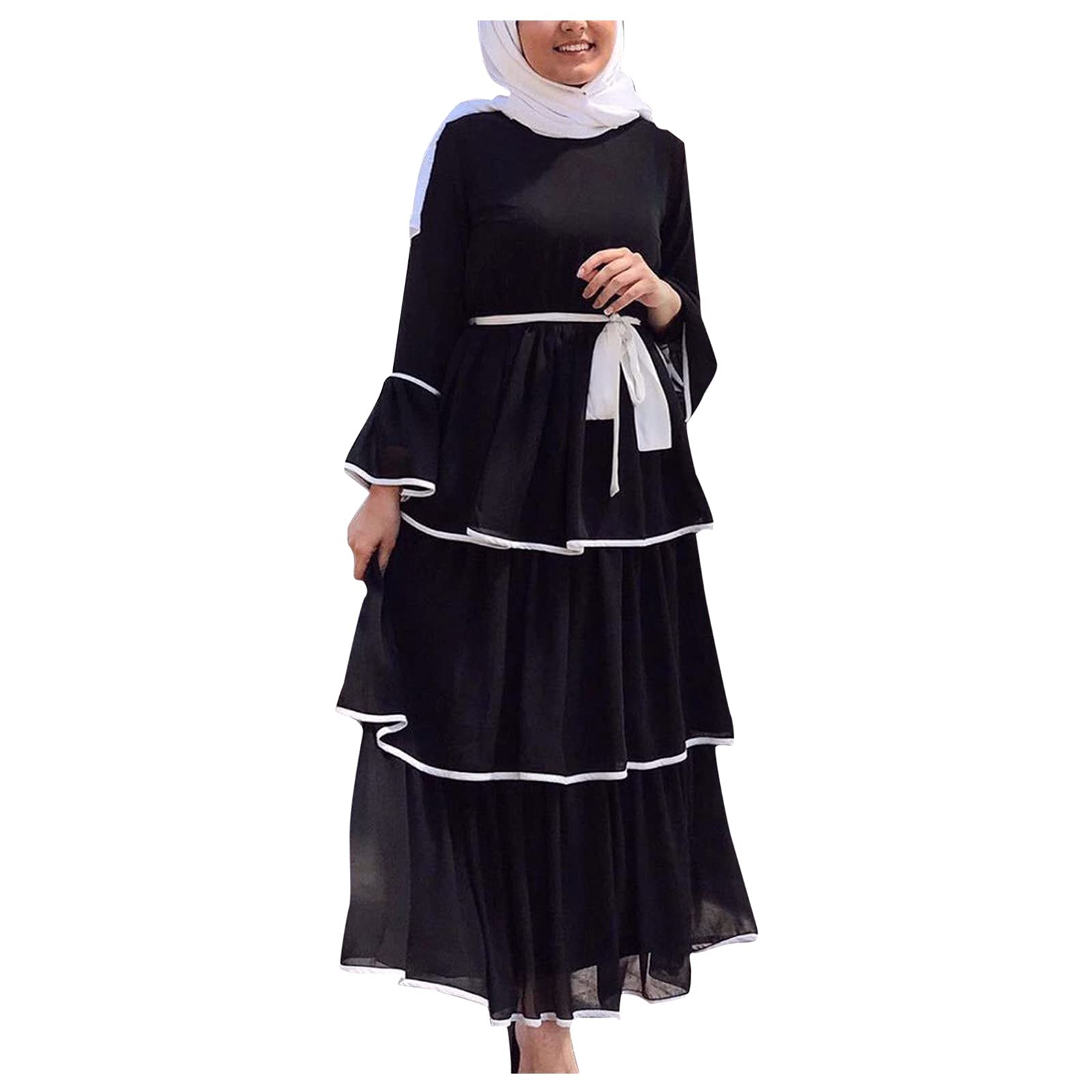 BOOBILY Islamic Abaya Dress for Women - Modest Muslim Kaftan with Belt, Elegant Long Dress for Hijab Fashion | Perfect for Prayer, Eid, Wedding & Special Occasions