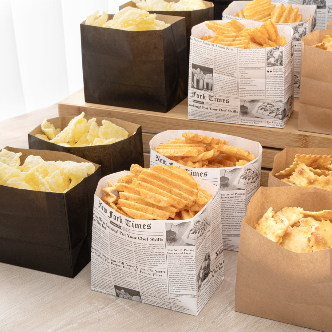 Eco-Friendly Newsprint Paper Snack Bags 4.25