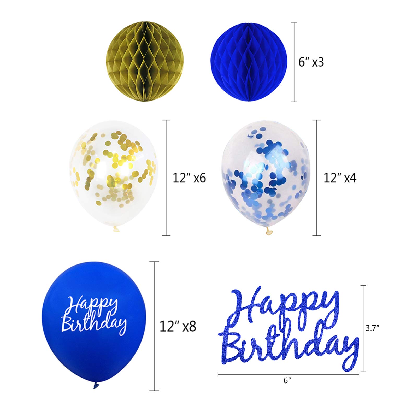 Blue Birthday Party Decorations for Men & Boys - Happy Birthday Banner, Balloons & Supplies for Kids Birthday Celebration | Perfect for Indoor & Outdoor Birthday Parties, Baby Showers & Special Events