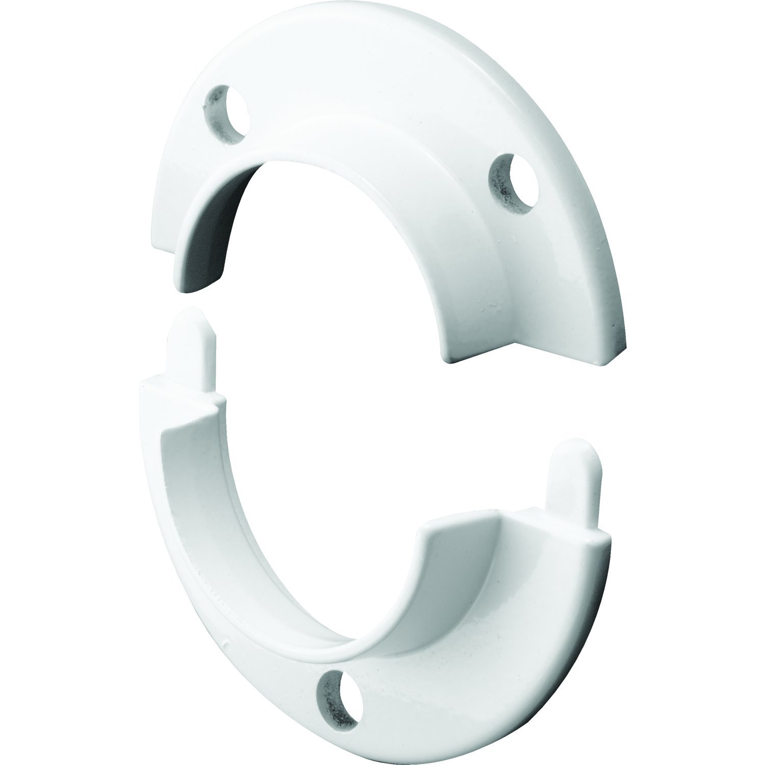 Prime-Line MP7050 Heavy Duty Cast Iron Closet Pole Socket - White (1 Set) - Perfect for Closet Organization, Wardrobe Shelving, and DIY Home Storage Solutions