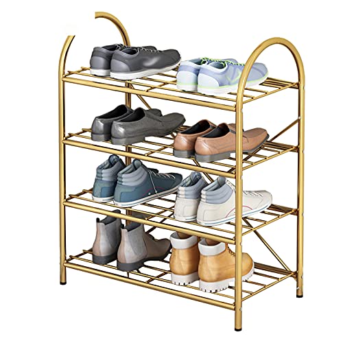 SHIJIANX Multifunctional Wrought Iron Shoe Rack - 5-Tier Storage Organizer for Entryway, Closet & Bedroom (Gold, 50x26x50cm) - Space Saving Shoe Cabinet for Home & Apartment