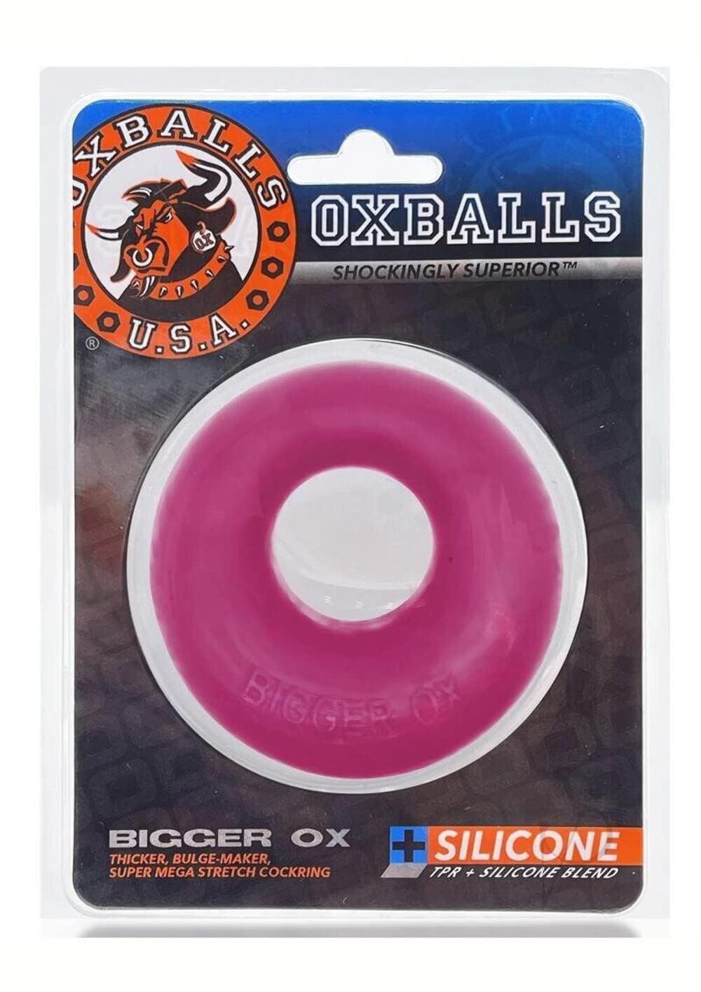 OXBALLS Bigger OX Thick Bulge Maker Super Stretch Cock Ring - Hot Pink ICE for Enhanced Pleasure & Intimacy | Perfect for Couples & Solo Play