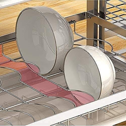 3-Tier Stainless Steel Plate Rack Dish Drainer with Utensil Holder & Cutting Board Storage - Space Saving Kitchen Organizer for Pans, Plates & Cookware (Silver, Size B) - Perfect for Small Kitchens, Dish Drying & Countertop Organization