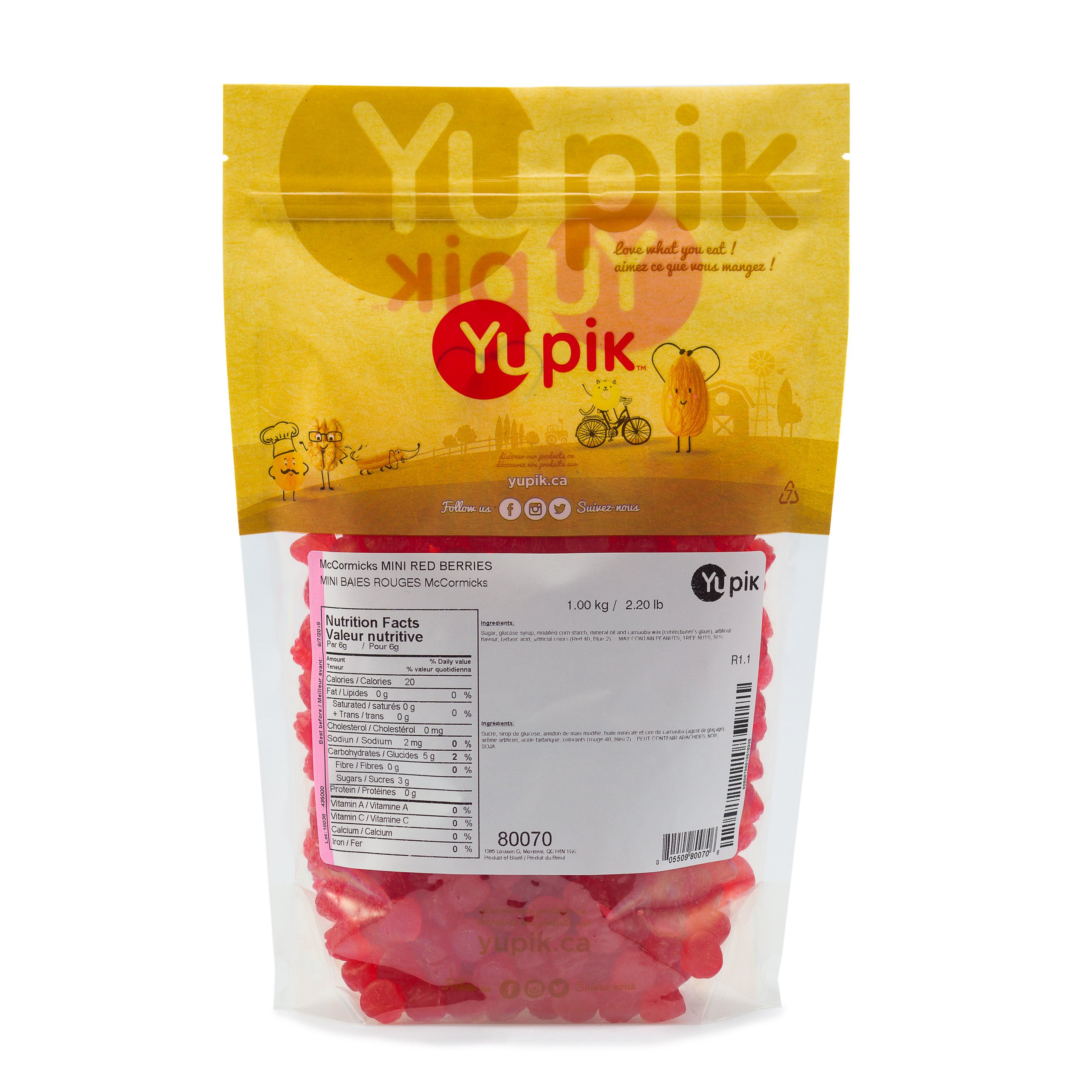 Yupik Mini Red Jelly Berries 1kg - Raspberry Flavor Chewy Gummy Candies | Sweet Snack for Parties, Baking & Gift Giving | Perfect for Holidays, Movie Nights & Office Treats