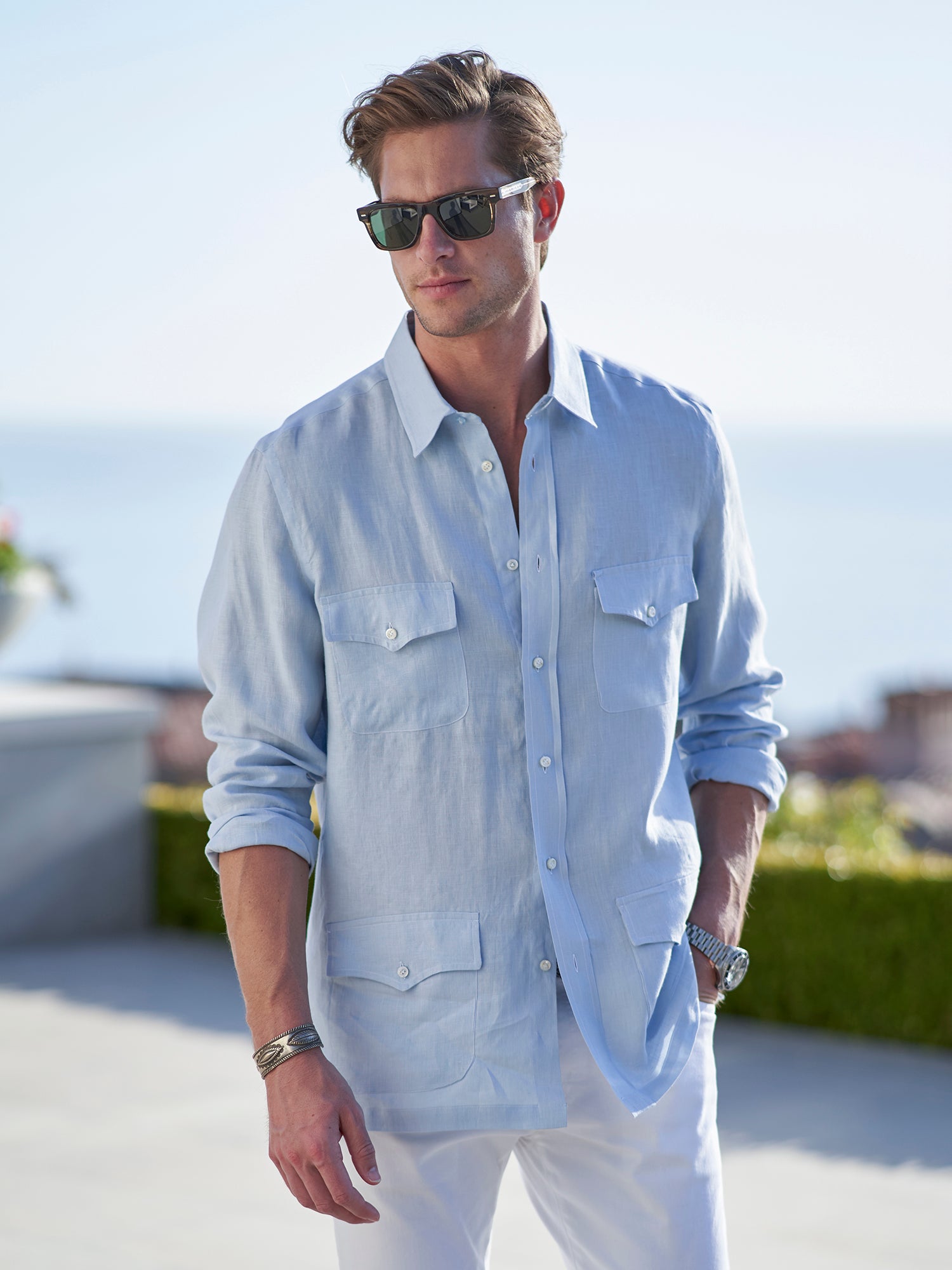 Premium Linen Safari Shirt for Men - Breathable & Comfortable Travel Shirt for Outdoor Adventures, Safari Trips & Summer Vacations