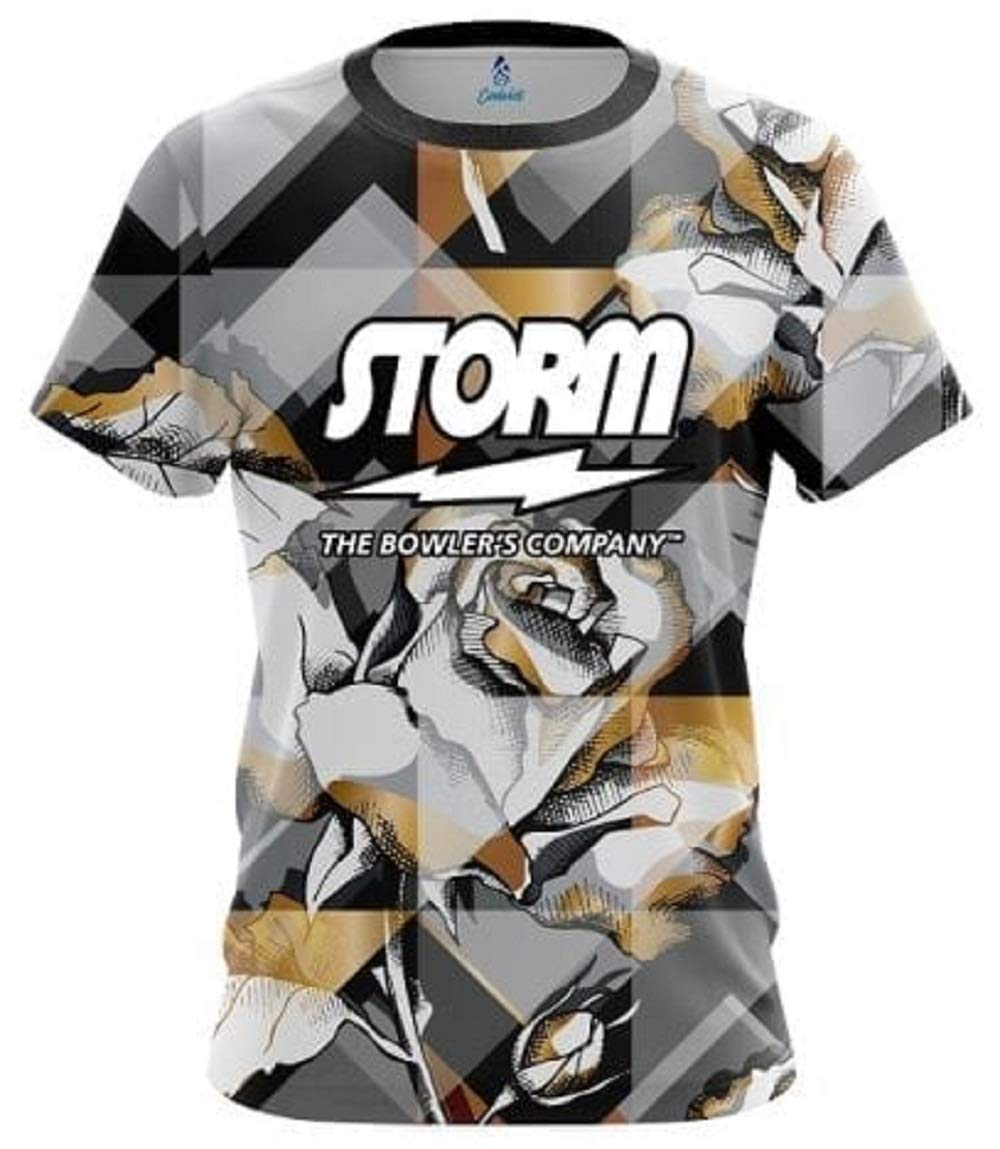 Storm Gold & Black Rose Bowling Jersey - Professional Performance Shirt for Men & Women - Perfect for Tournaments, Leagues & Casual Bowling Nights