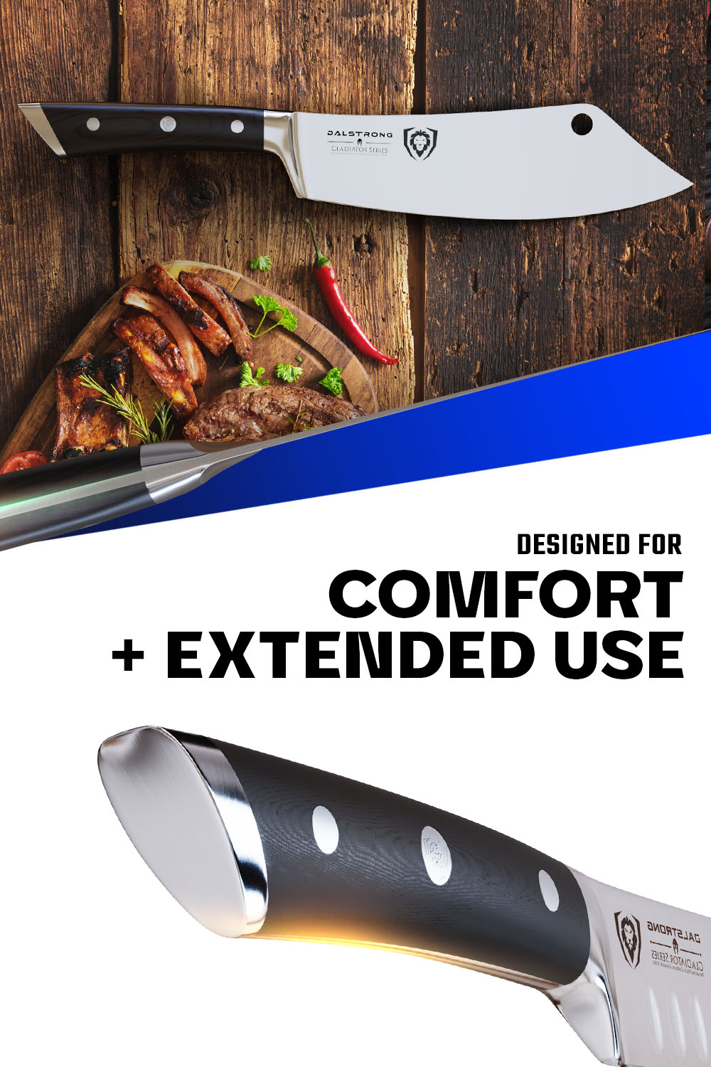 Dalstrong Gladiator Series Crixus 8-Inch Cleaver Hybrid & Chef's Knife - High Carbon German Steel - Professional Kitchen Knife for Meat, Vegetables & Food Prep