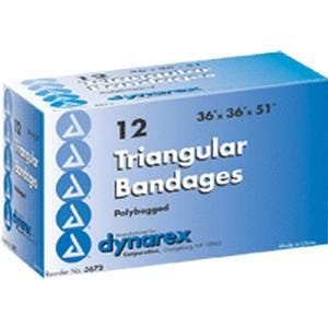 Dynarex 3672 First Aid Triangular Bandage - 100% Cotton, Pack of 12 | Emergency Medical Sling, Burn Dressing & Arm Support for First Responders, Hospitals & Home First Aid Kits