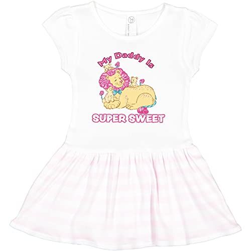 Inktastic My Daddy is Super Sweet Cotton Candy Lions Toddler Dress - Cute Baby Girl Outfit for Birthday, Party & Family Photos | Soft Cotton Comfort for Playdates & Special Occasions