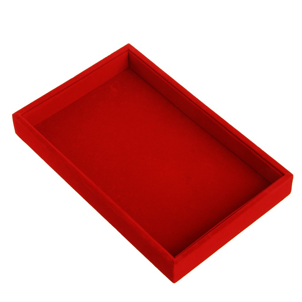 Youngy Stackable Jewelry Organizer Trays - Velvet Lined Jewelry Display Case with Inserts, Red | Perfect for Necklace, Ring & Earring Storage in Dresser or Vanity