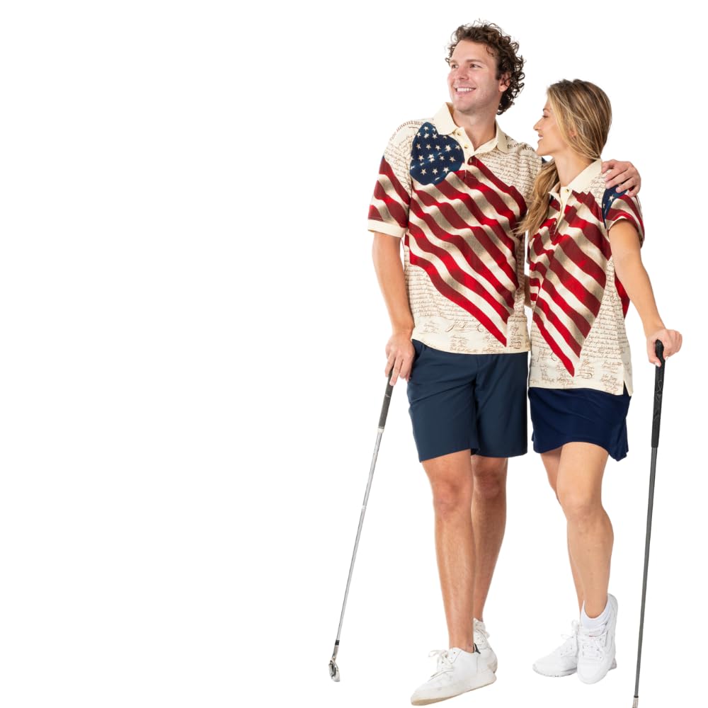 Men's Patriotic American Flag Golf Shirt - USA Independence Day 4th of July Polo Shirt for Men | Perfect for Golf Outings, BBQ Parties & Patriotic Events