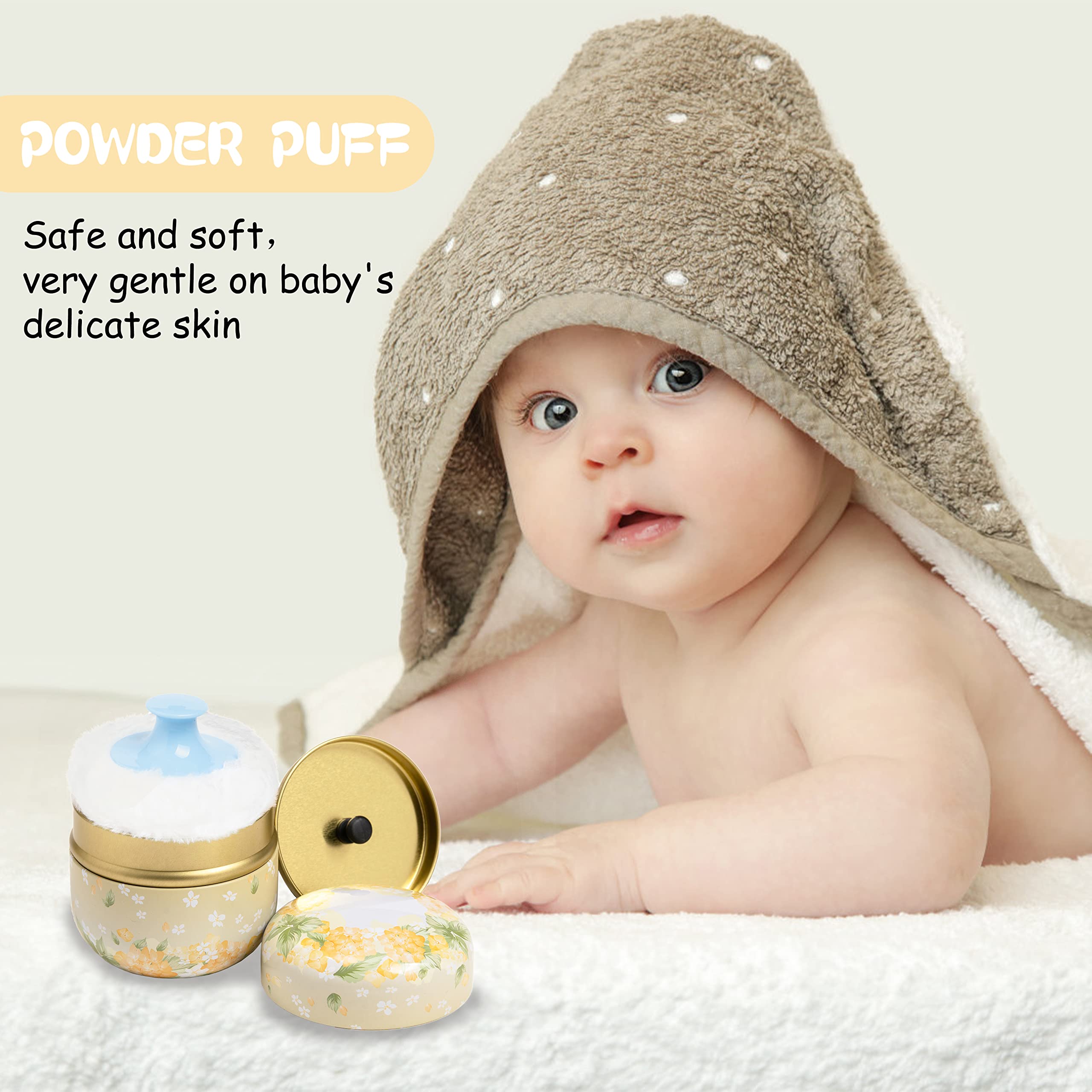 WEMEGA Travel Body Powder Case with Powder Puff - Compact Powder Container for Women & Baby Care - Portable Tea Box for On-the-Go Use (Yellow Flower Design) - Perfect for Gym, Travel, and Daily Makeup Touch-ups
