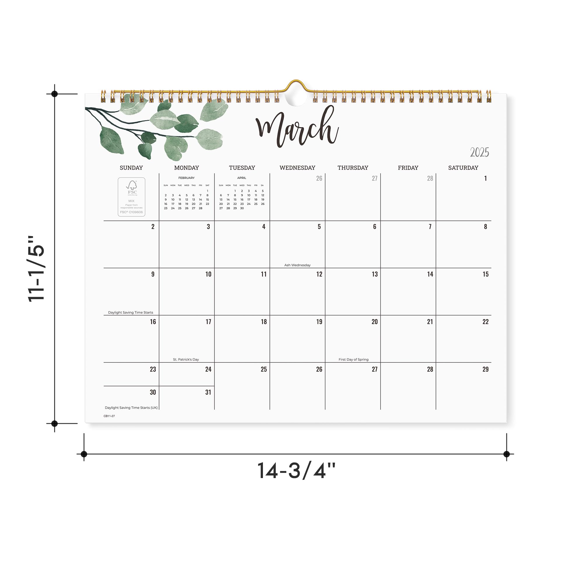 Cabbrix 2025-2026 Wall Calendar Planner - 17 Month Wire Bound Academic Calendar from March 2025 to June 2026 - Perfect for Home Schooling, Family Planning & Classroom Organization - 15 x 12 Inches Large Format Wall Hanger - Ideal for Home Office, School, Kitchen & Family Command Center