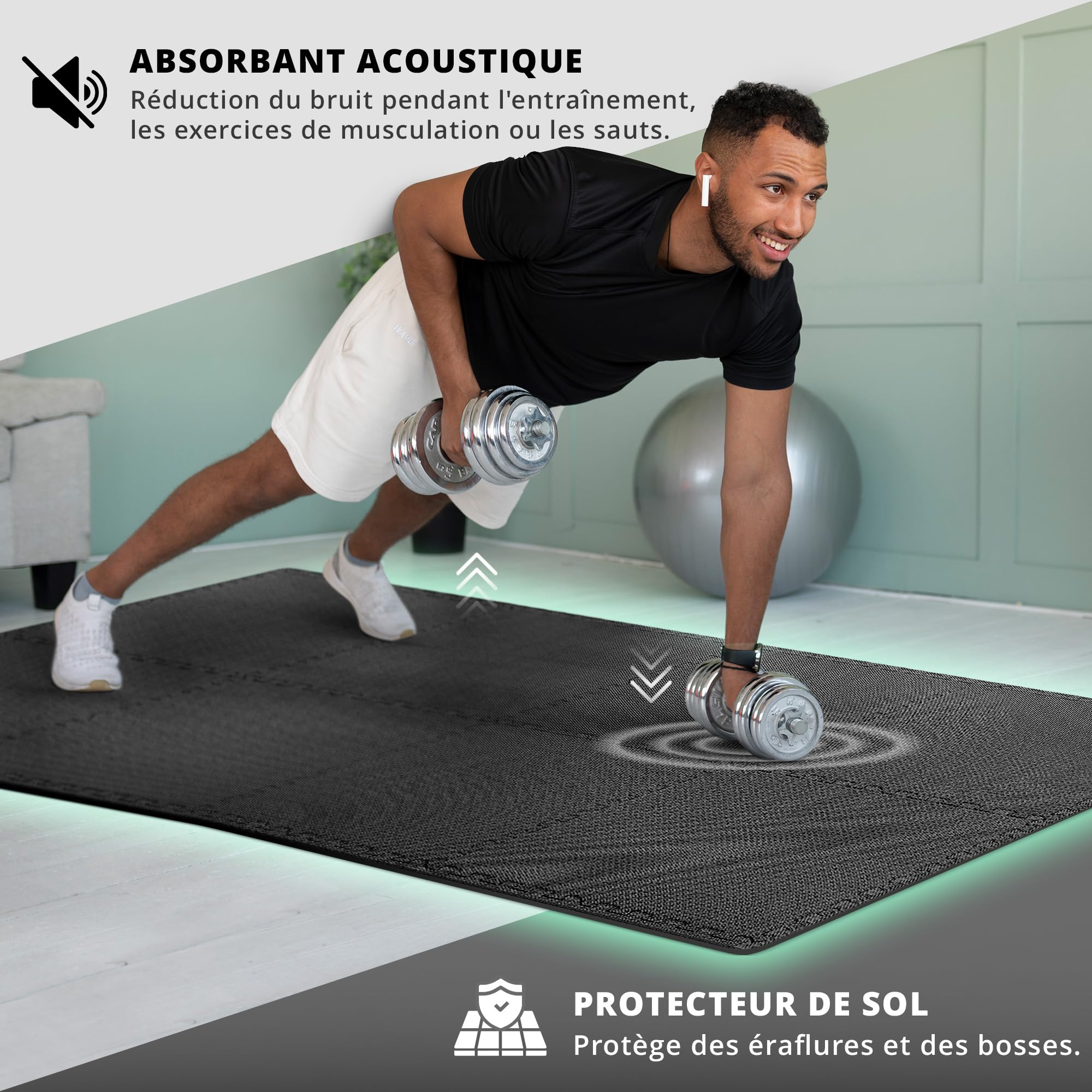 Non-Slip BPA-Free EVA Foam Exercise Floor Tiles - Interlocking Gym Mat for Home Workouts, Yoga, Garage Gym, and Poolside Safety | Durable Rubber Puzzle Mats for Fitness Equipment and Weight Bench Protection