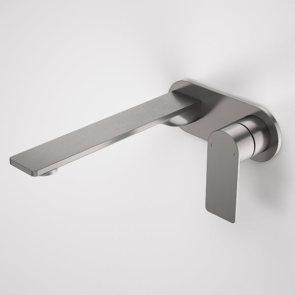 Caroma Urbane II 220mm Lead-Free Wall Mounted Basin Mixer Tap - Round Gunmetal Finish for Bathroom Sink & Vanity - Modern Water-Saving Design for Home & Commercial Use
