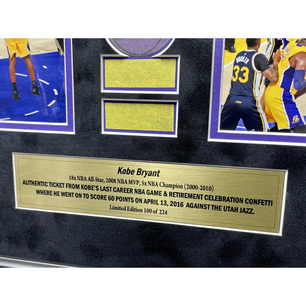 Kobe Bryant Final Game Authentic Ticket vs. Utah Jazz with Used Confetti - Framed Lakers Memorabilia for Sports Collectors & Basketball Fans