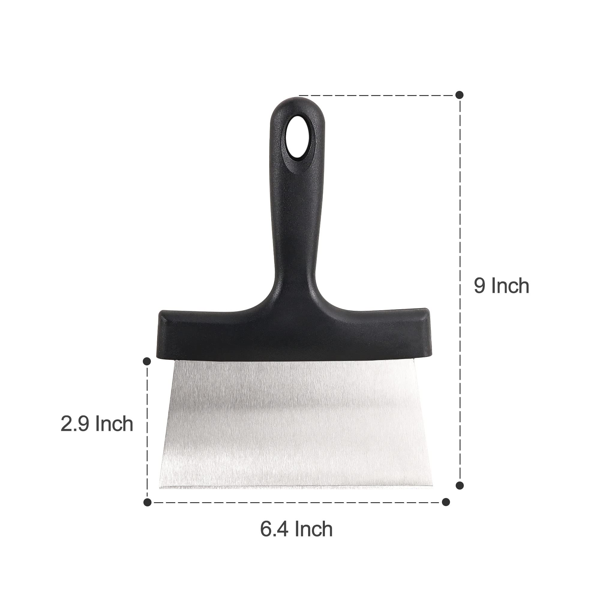 6.4 Inch Stainless Steel Grill Scraper with Ergonomic Plastic Handle - Heavy Duty Griddle Cleaner Tool for Flat Top Grills, Teppanyaki, Blackstone, BBQ & Outdoor Cooking - Perfect for Camping, Backyard Parties & Restaurant Use