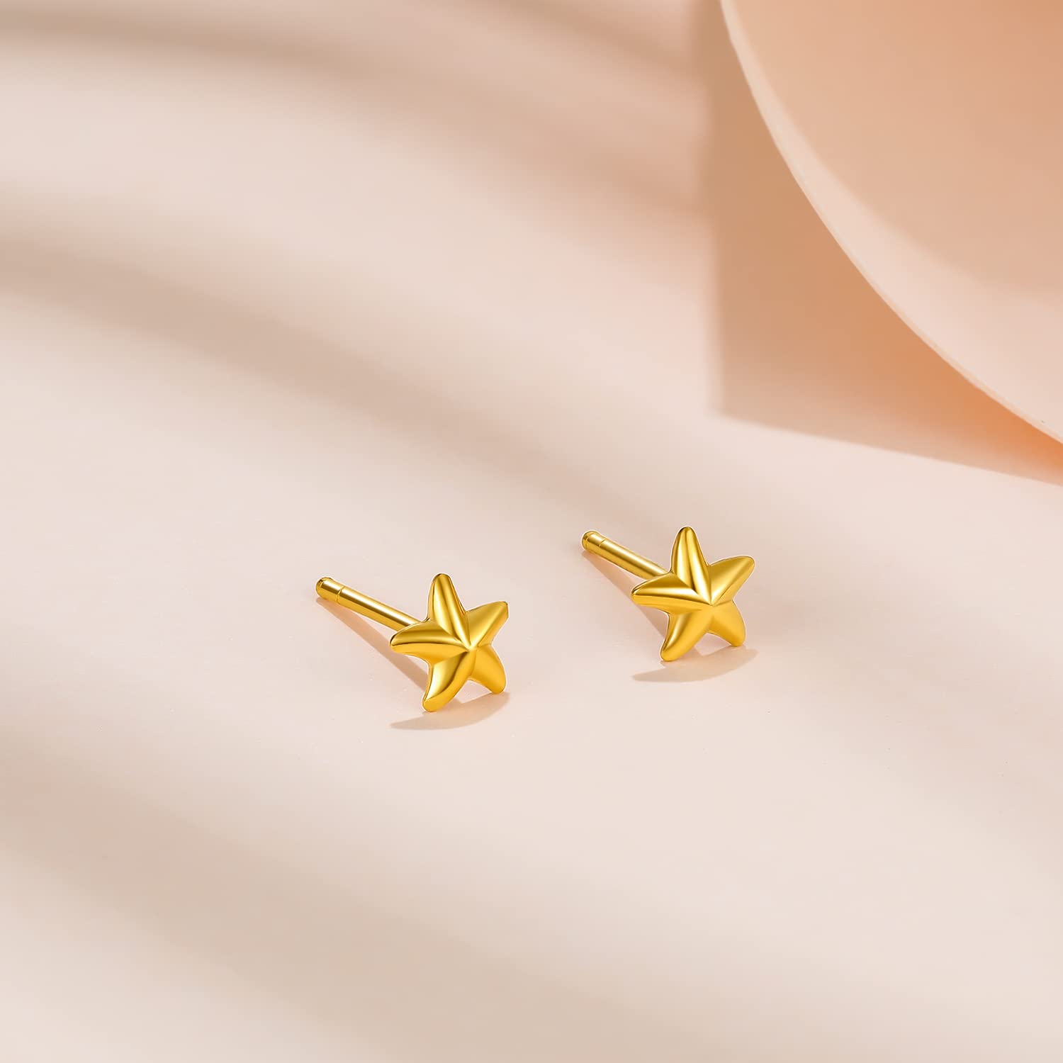 24K Gold Earrings for Women - 999 Hypoallergenic Gold Stud Earrings - Lightweight Small Star Earrings for Mom & Girlfriend - Perfect Gift for Birthday, Anniversary & Everyday Wear