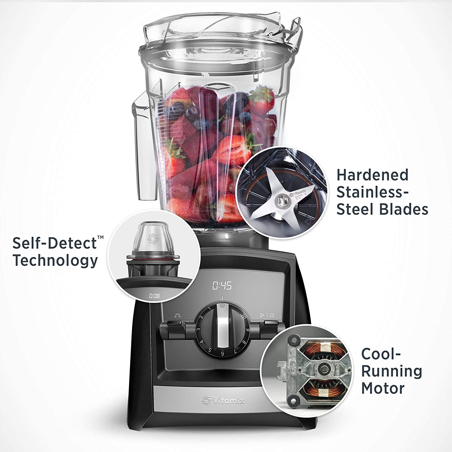 Vitamix Ascent A2300 Professional Blender - 64 Oz Container, 10 Variable Speeds, 2.2 HP Motor, Black - Perfect for Smoothies, Soups, Nut Butters & Home Kitchen Use