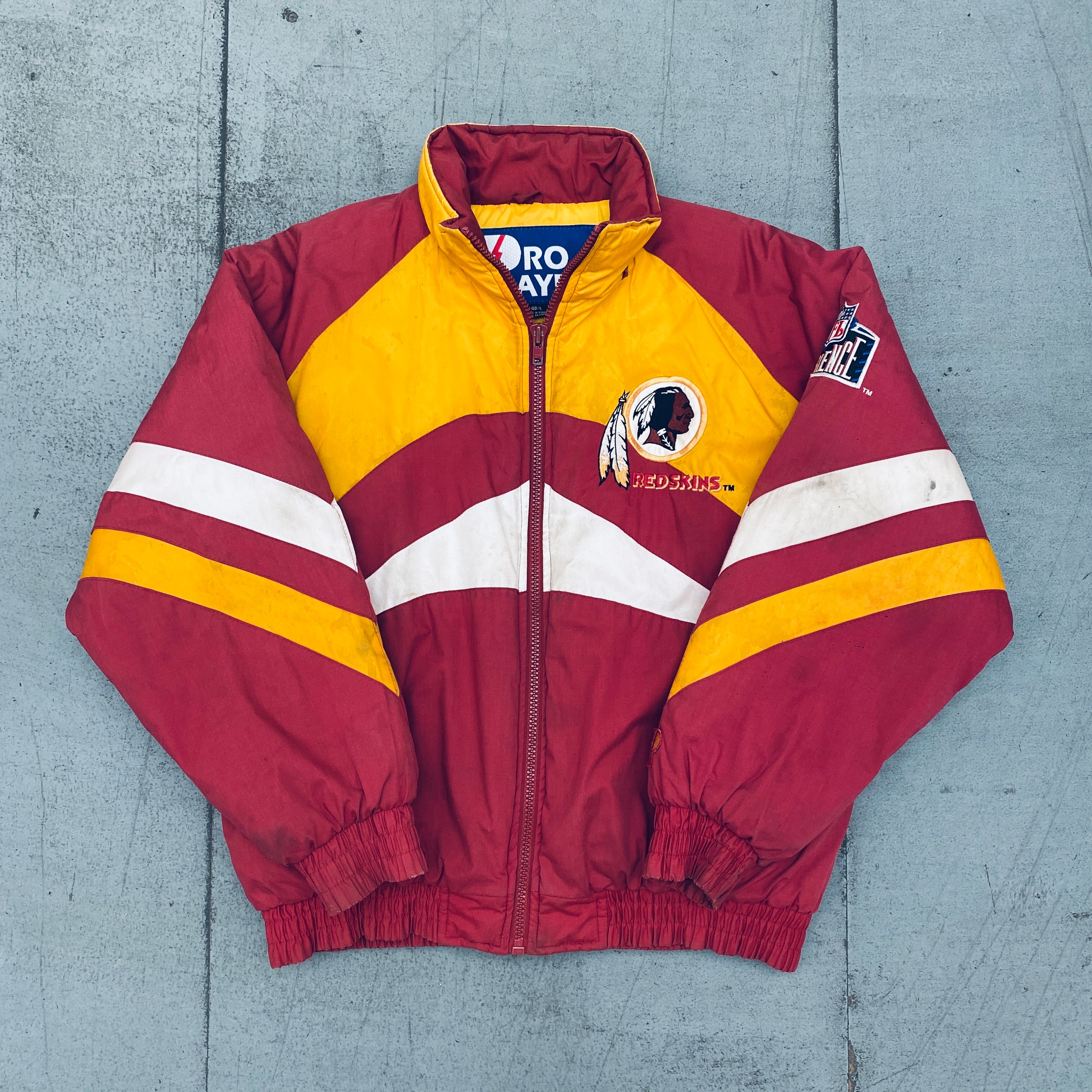 Washington Redskins 1990s Vintage NFL Jacket - Pro Player Reverse Spellout Full Zip Hoodie (Large) | Retro Football Fan Gear for Game Day & Casual Wear
