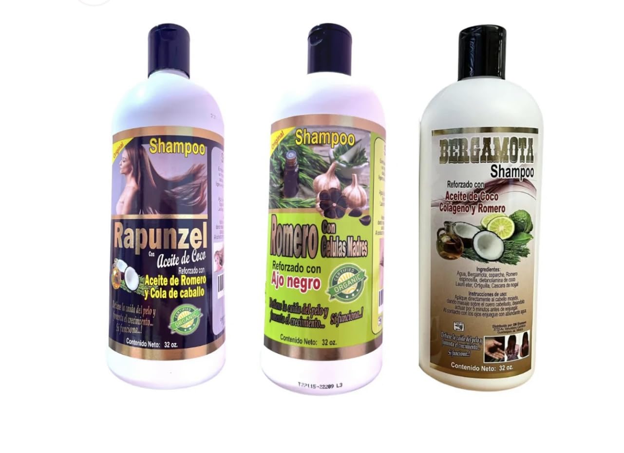 Bergamot Shampoo with Coconut Oil, Collagen & Rosemary - 32 Fl Oz (Pack of 1) - Deep Cleansing & Hair Growth for Dry, Damaged Hair - Perfect for Daily Use & Scalp Care