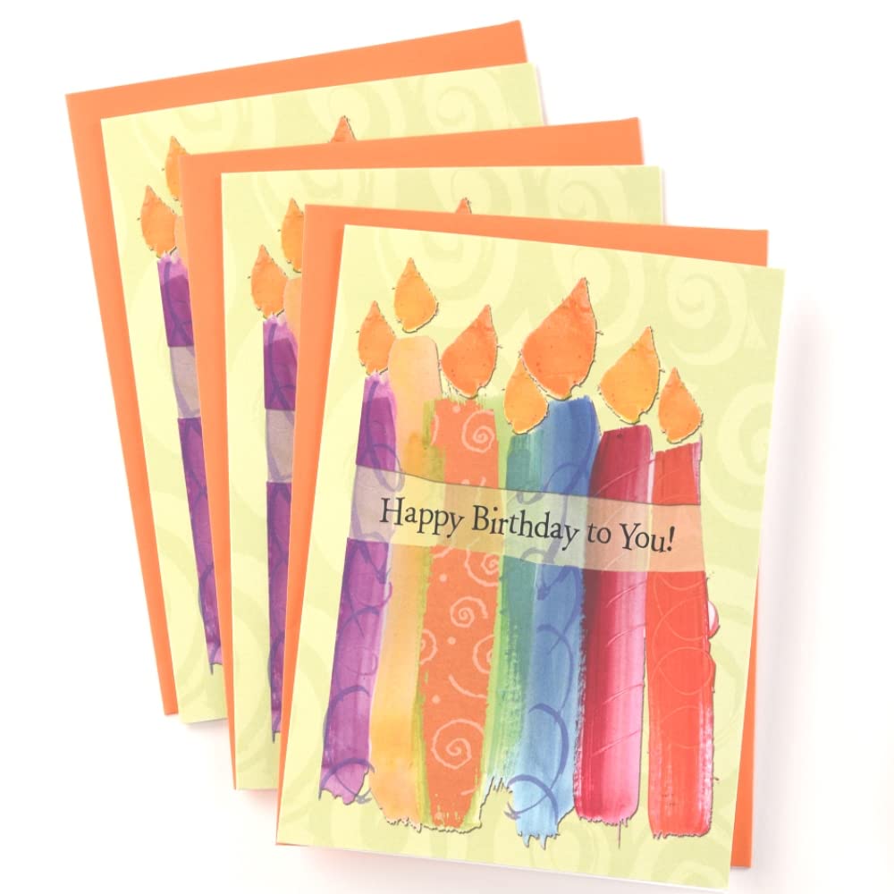 SHADE TREE GREETINGS Watercolor Birthday Cards Set - 5x7 Inch Handmade Greeting Cards with Envelopes (3 Pack, Candle Design) - Perfect for Birthday Wishes, Party Invitations & Special Occasions