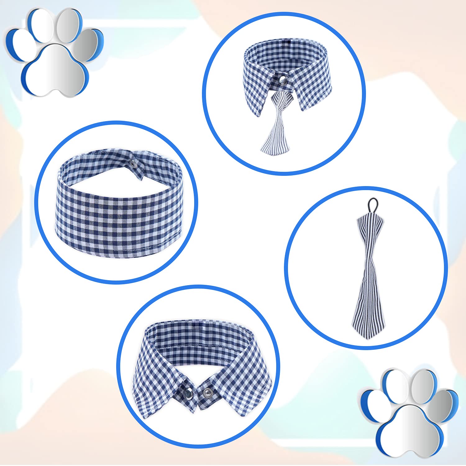 Emily Pets Adjustable Fall Dog Collar with Bow Tie - Soft Comfortable Collar for Small Dogs (Size L, Blue & White) - Perfect for Autumn Walks, Pet Photos & Holiday Occasions