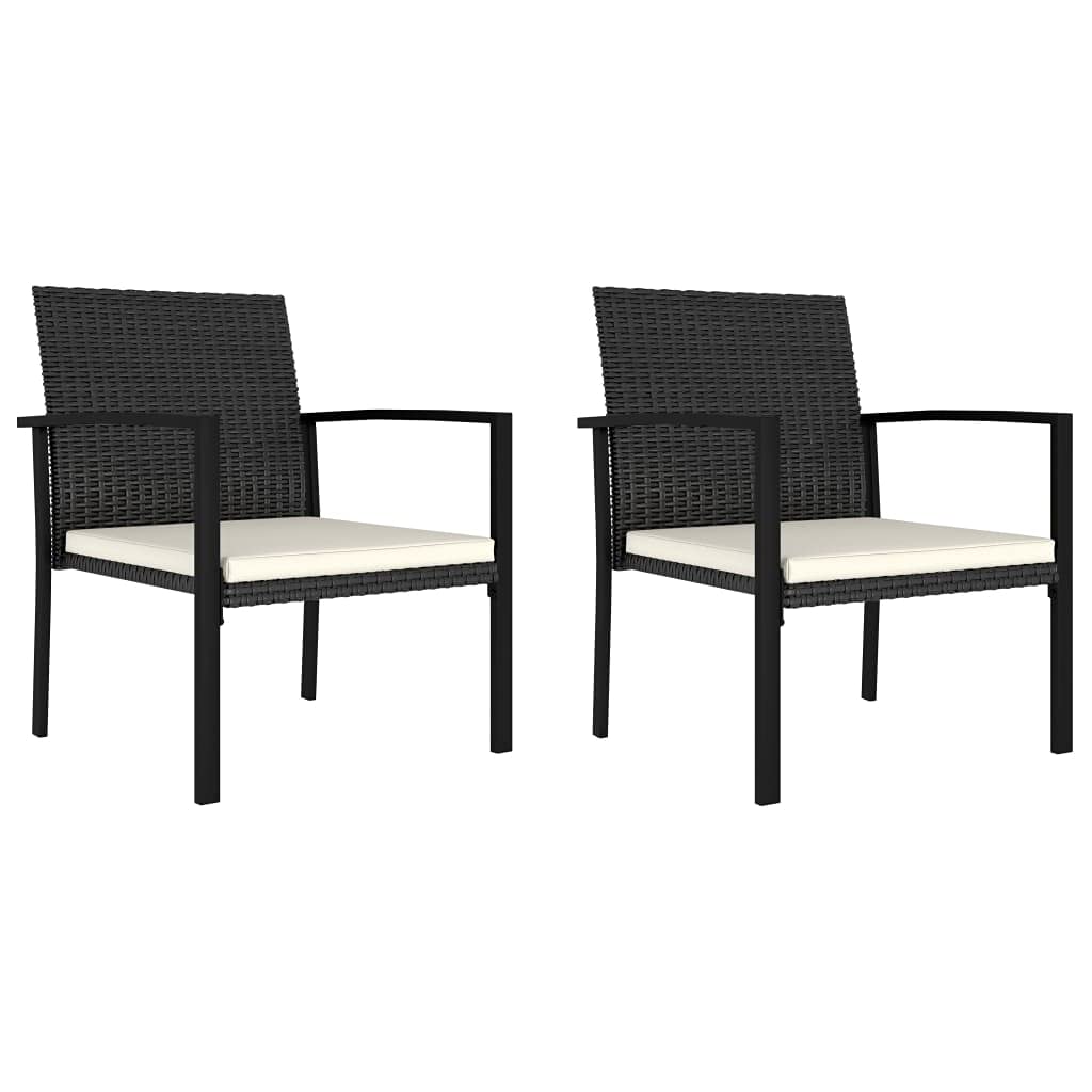 Durable Weatherproof Outdoor Chairs Set of 2 - Black Poly Rattan Garden Dining Furniture for Patio, Backyard & Poolside Relaxation