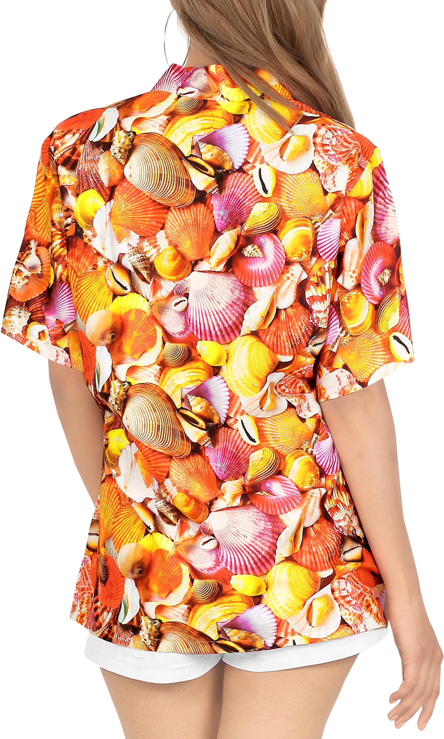 Happy Bay Women's Hawaiian Short Sleeve Beach Blouse - Floral Print Vacation Shirt for Tropical Getaways, Summer Parties & Beach Outings