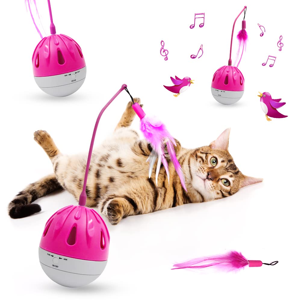 Automatic Cat Toy with Feather - Interactive Pet Exercise Toy for Cats, Fun Swing Ball for Indoor Play & Active Kittens - Perfect for Playtime & Exercise