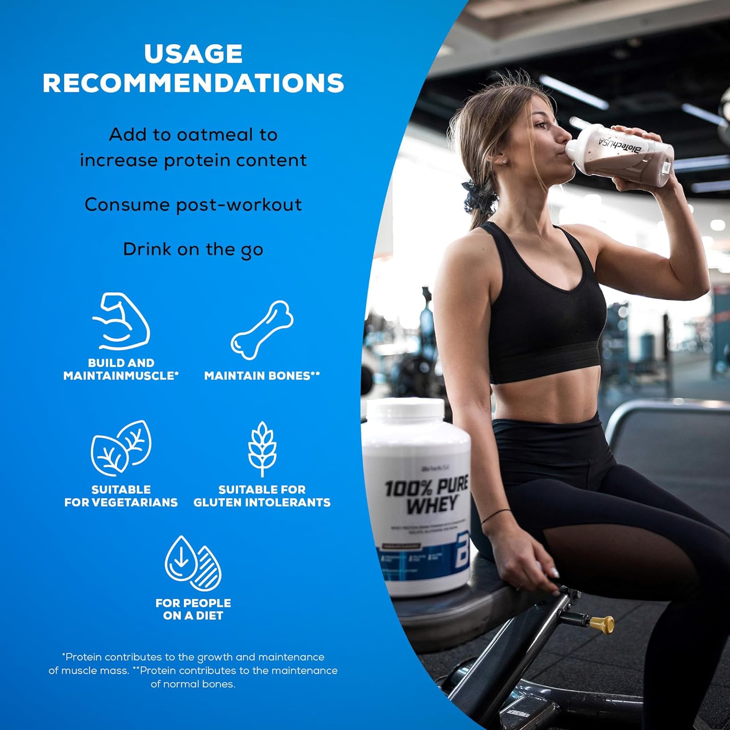 BioTechUSA 100% Pure Whey Protein Powder - 5lb (2.27kg) Vanilla Flavor for Muscle Recovery & Growth - Post-Workout Shake for Gym & Fitness Enthusiasts