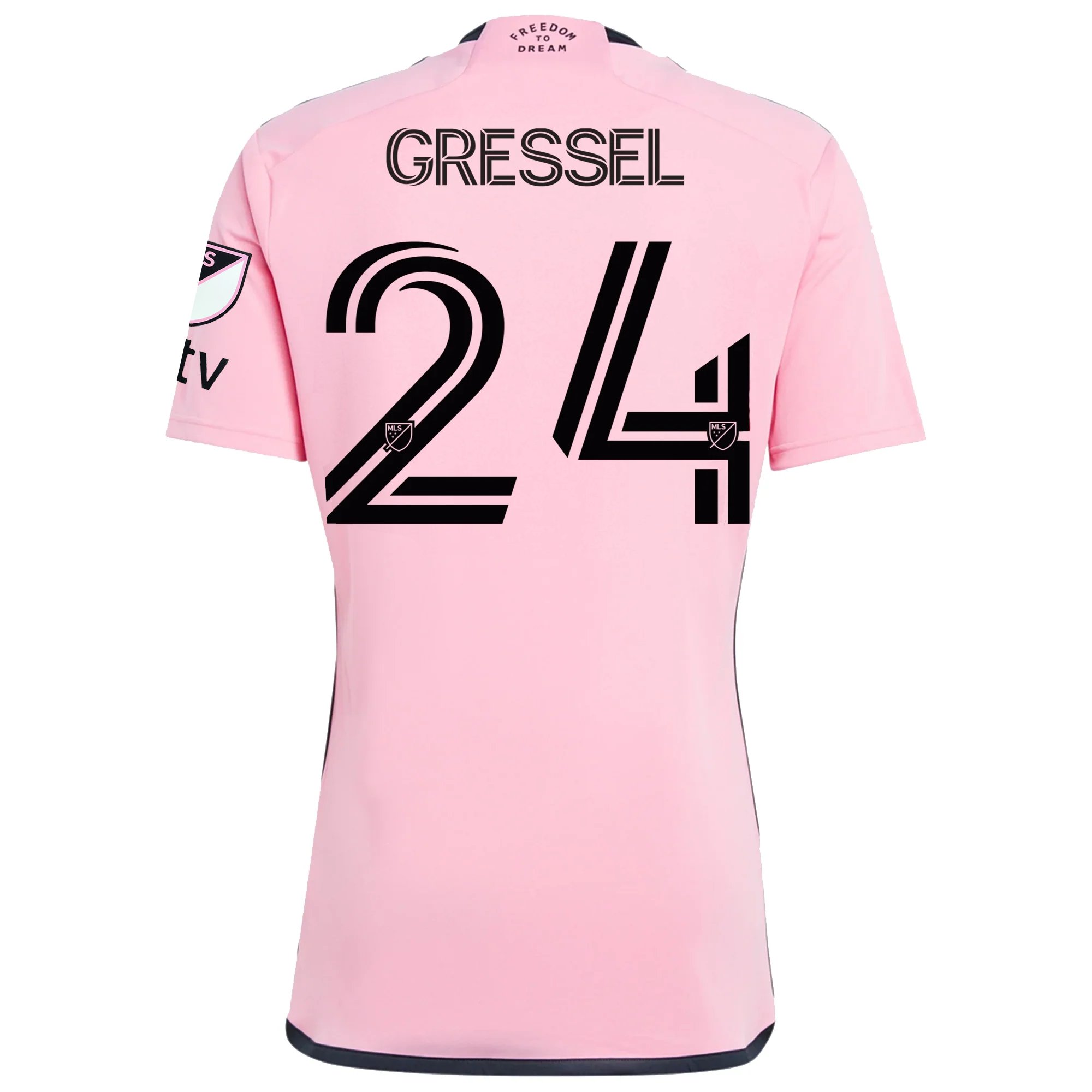 Adidas Inter Miami CF Julian Gressel 2024/25 Home Jersey - Royal Caribbean Sponsor with MLS & Apple TV Patches (Easy Pink) - Perfect for Soccer Matches, Fan Events & Gift Giving