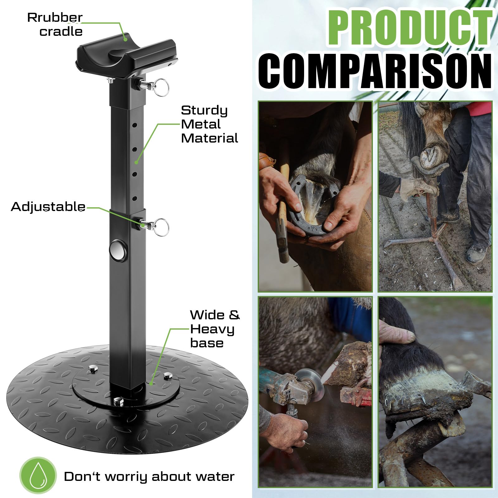 **Zonon Adjustable Metal Farrier Stand for Horses - Heavy Duty Blacksmith Hoof Stand with Height Adjustment - Perfect for Horse Hoof Trimming, Shoeing & Blacksmithing**