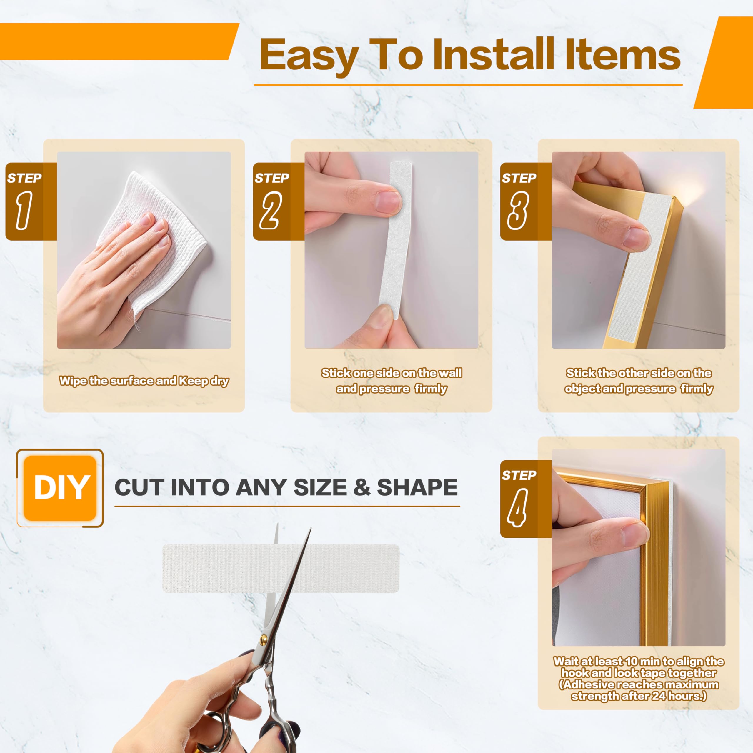 KING MOUNTAIN 1x2 Inch Hook and Loop Strips - 20 Sets Heavy Duty Nylon Self Adhesive Tape with Strong Double Sided Backing for Office, Home & Crafts | Perfect for Organizing Cables, Hanging Decorations & DIY Projects (White)