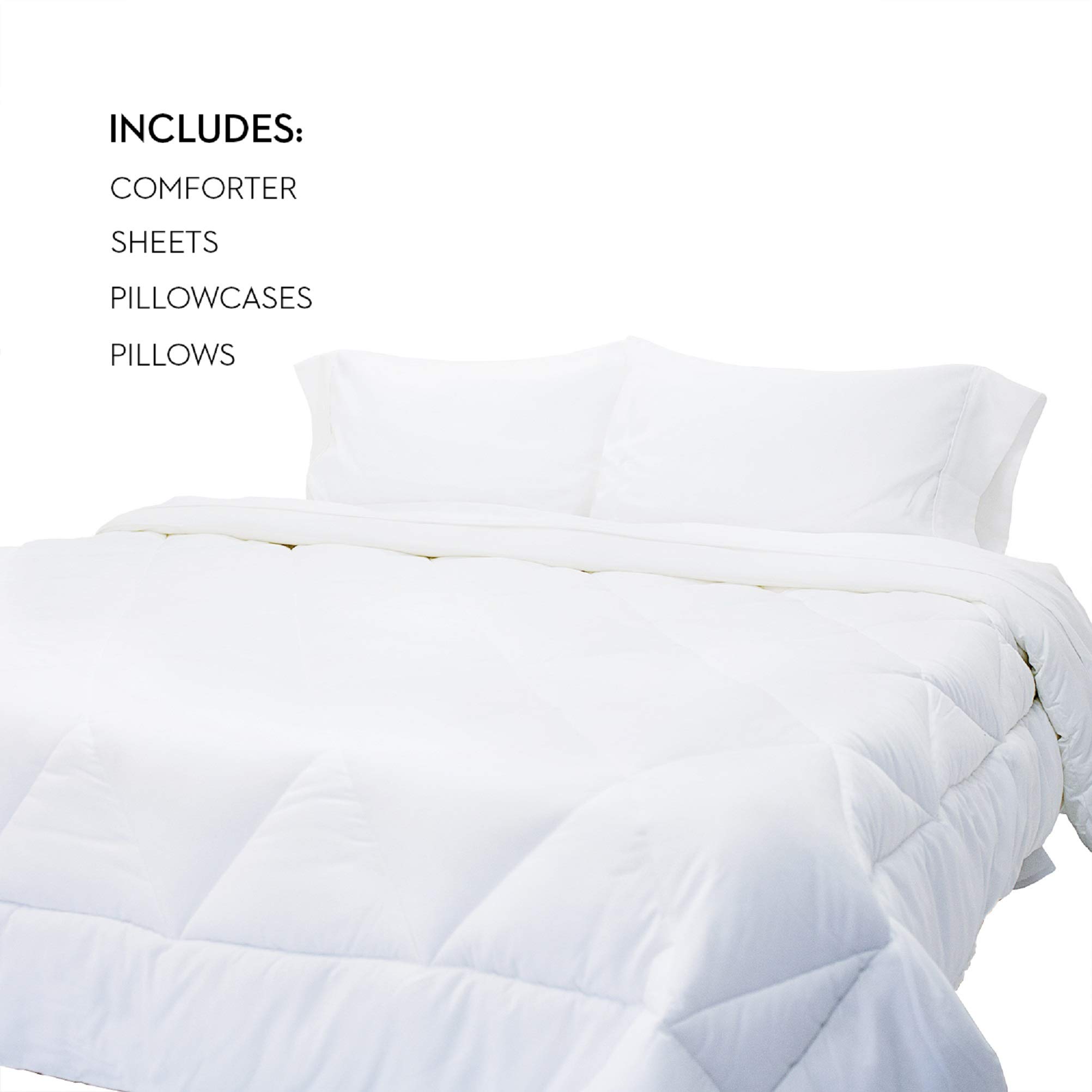 Premium MALOUF Complete Bedding Set - California King Size - Luxury White Cotton Bed Sheets & Pillowcases - Perfect for Master Bedroom, Guest Room & Hotel Use