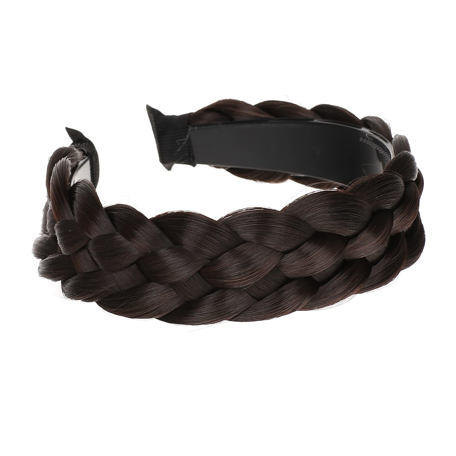 Vowyore 5 Strands Synthetic Hair Braided Headband - Classic Chunky Wide Plaited Hair Hoop with Teeth for Women & Girls | Perfect for Weddings, Parties & Everyday Styling