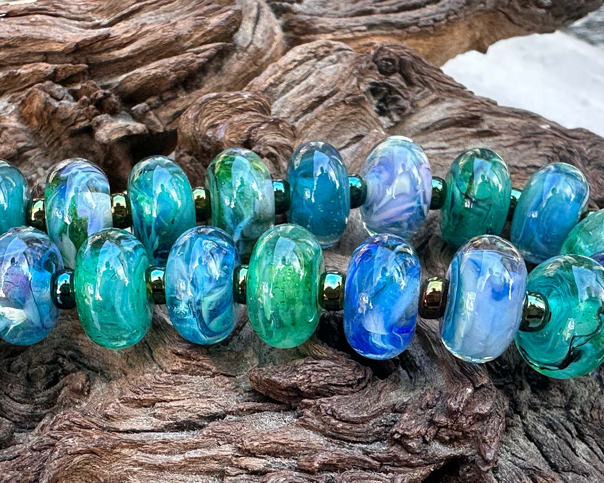 19pcs Blue Handmade Lampwork Glass Beads Set for Jewelry Making - DIY Bracelets, Necklaces & Craft Projects - SRA Certified
