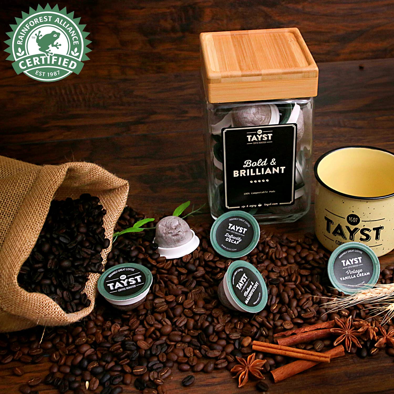 Tayst Coffee Pods - Defiantly Decaf Dark Roast K-Cups | Compatible with Keurig Coffee Makers | Sustainable Single-Serve Coffee Pods (30 Count) | Perfect for Home, Office & Morning Brews