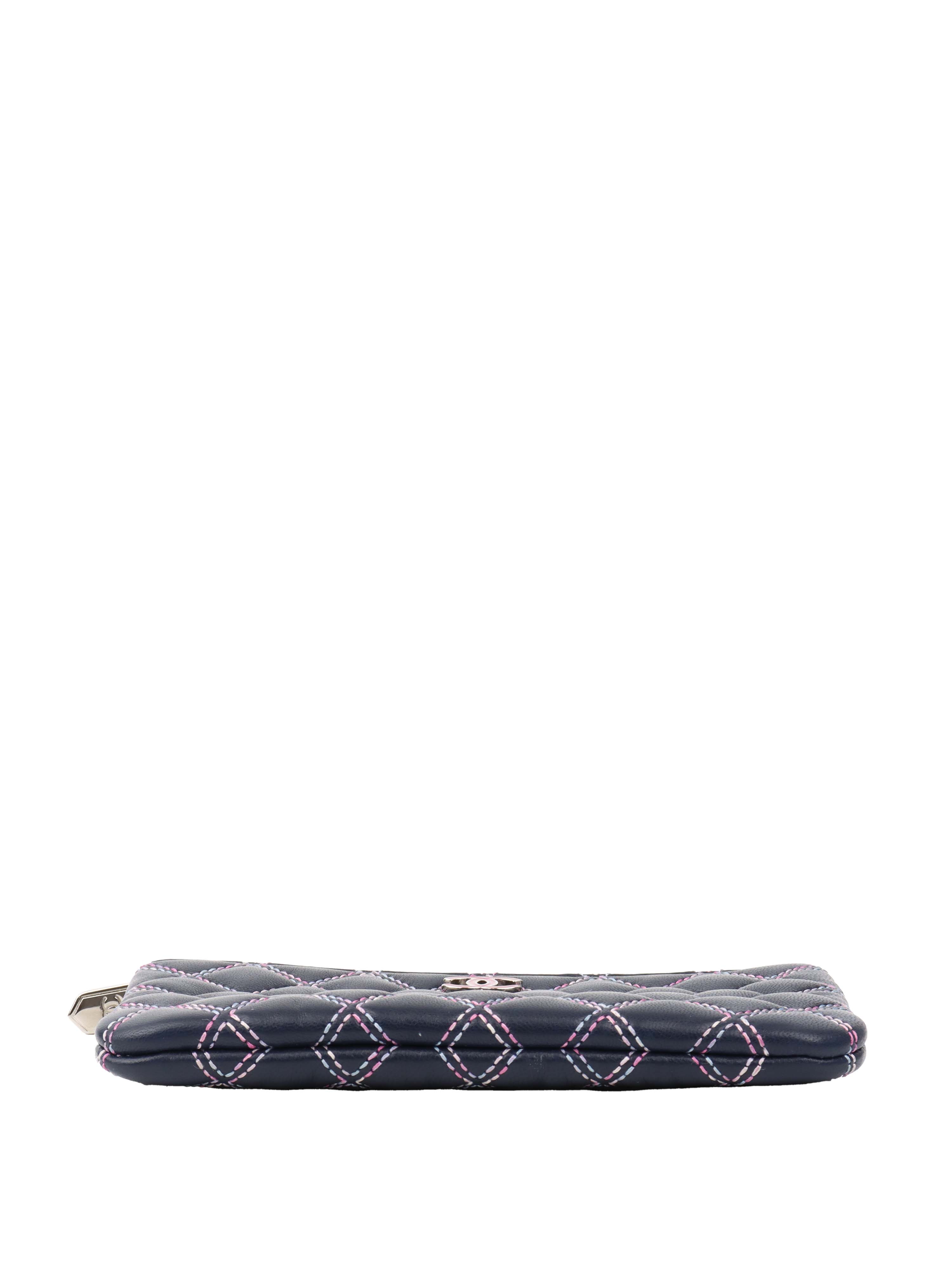 Chanel Navy Blue Lambskin Leather Zip Pouch Wallet for Women | Luxury Designer Clutch for Evening Bags, Travel & Everyday Use
