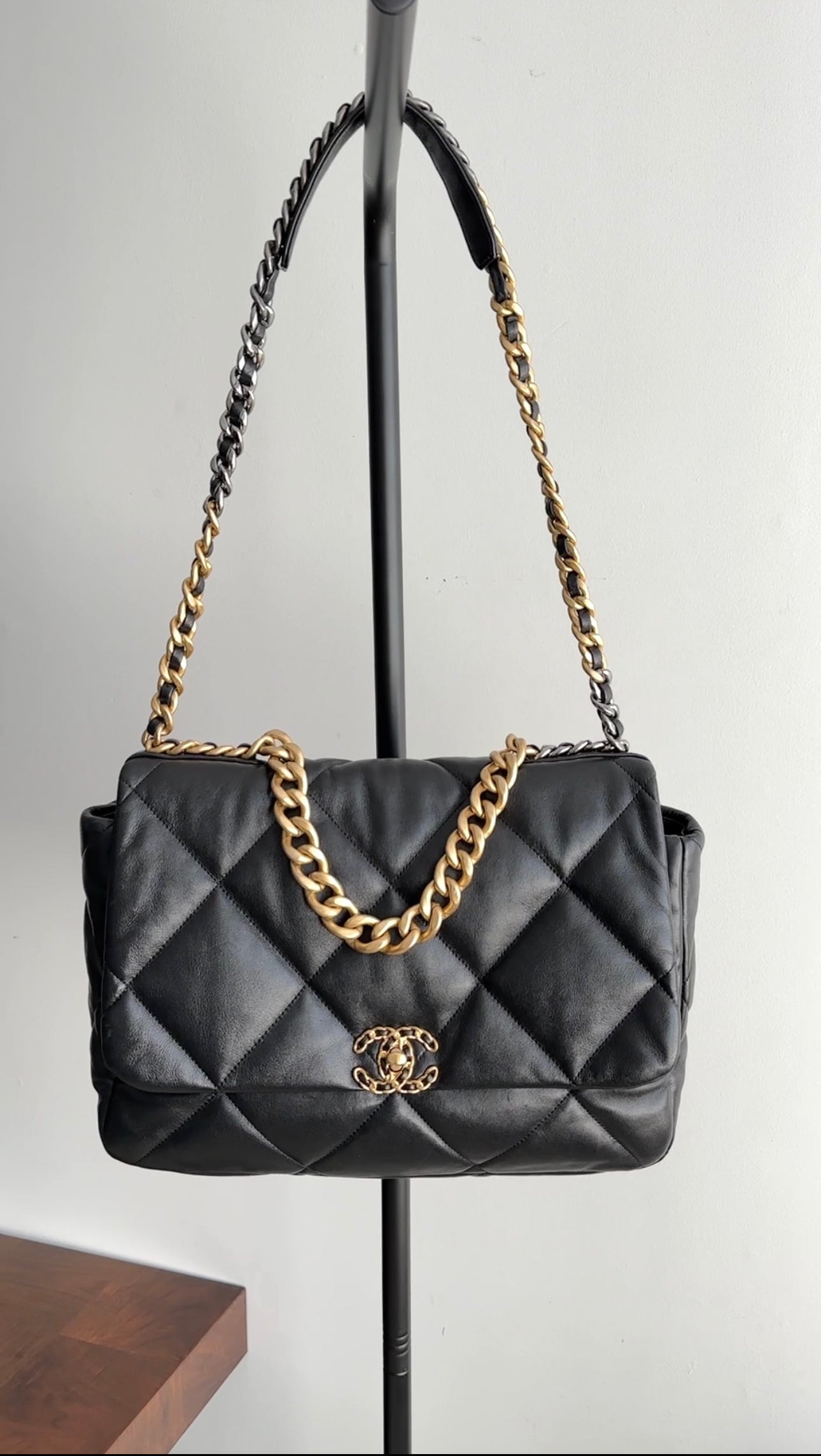 Chanel 19 Black Quilted Leather Maxi Flap Bag - Luxury Designer Handbag for Women | Perfect for Evening Events, Parties & Special Occasions