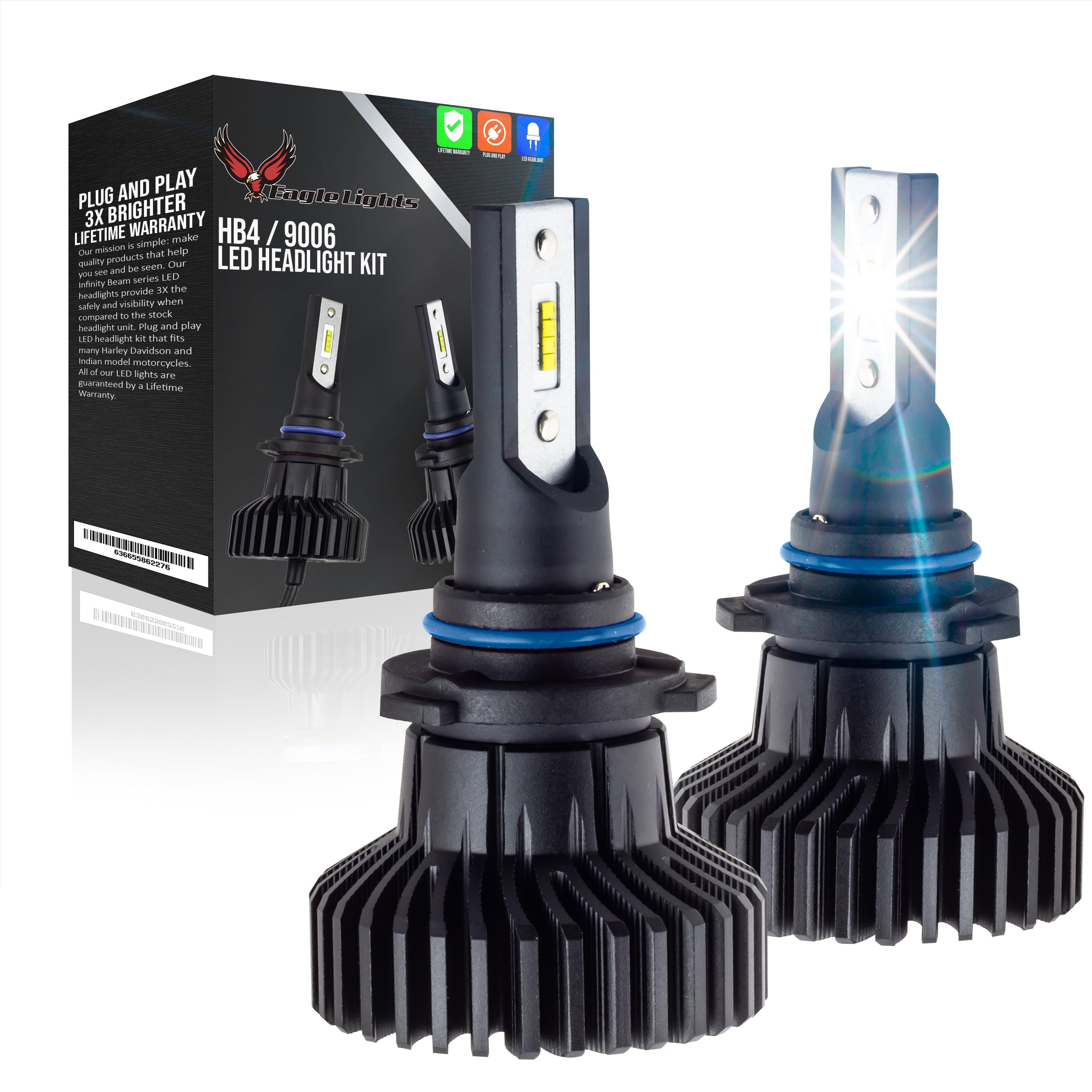 Eagle Lights Infinity Beam HB4/9006 LED Headlight Bulb - 2 Pack - Super Bright 6000K White Light for Cars, Trucks, SUVs - Perfect for Night Driving and Foggy Conditions