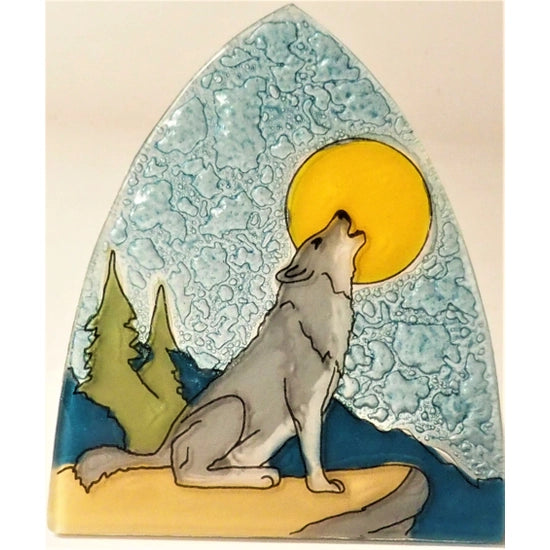 Howling Wolf Recycled Glass Night Light - Eco-Friendly LED Bedside Lamp for Kids & Adults - Perfect for Nursery, Bedroom, or Home Decor