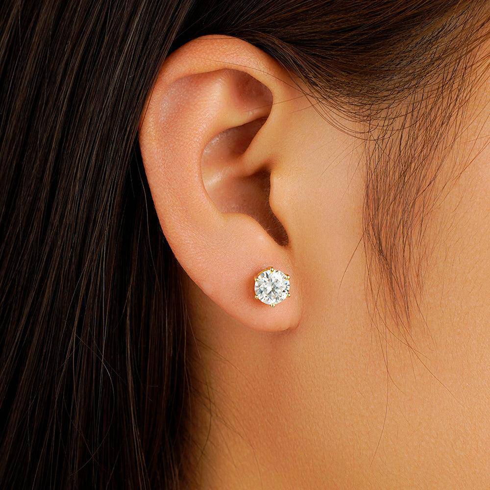 1 CT. Classic Six Prong Round Moissanite Stud Earrings for Women - Durable & Sparkling White Gold Plated Jewelry - Perfect for Weddings, Anniversaries & Everyday Elegance