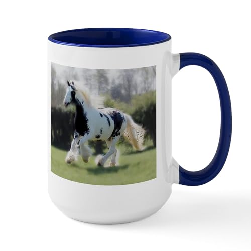 White/Navy Inside - Gypsy Horse Mare Large Mug