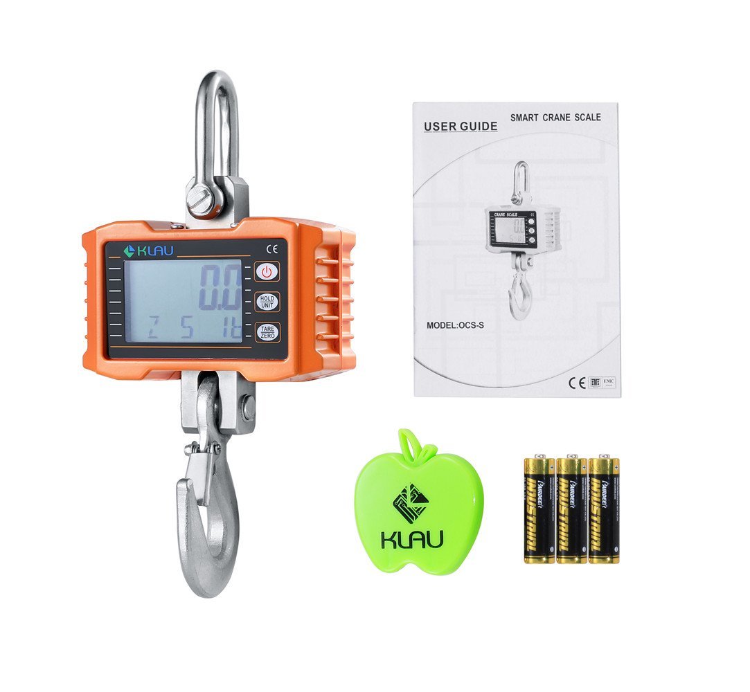 500kg/1000lb Digital Hanging Crane Scale - Heavy Duty Industrial Smart Weighing Tool for Farm, Factory & Warehouse | Orange Hoist Scale for Livestock, Construction & Shipping